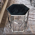 Modern Living Room Furniture Corner Table Set with Stone Sofa Coffee Side Table Marble Glass and Metal-Decorative Edge