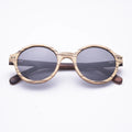 Luxury Brand 2026 Trendy UV400 Vintage Ice Zebra Round Wooden Frame Men Polarized Natural White Wood Sunglasses for Women