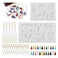 DIY Small Animal Shape Set Resin Jewelry Mold Silicone With Key Ring Keychain Necklace Pendant Earrings Crayons Clay Crafts Tool