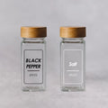 Wholesale Custom Logo Stickers Reusable Square 120ml 4oz Spice Container Glass Shakers Bottle Packaging Jar With Wooden Lid