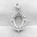 Sterling Silver 9*11mm Semi Mount Pendant Empty Frame Blank Support Setting S925 Base Holder Without Center Stone for DIY Inlay