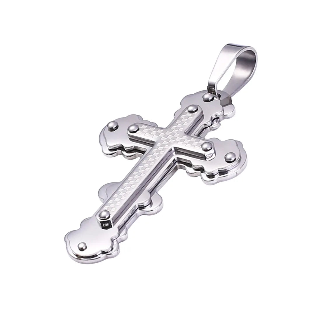 Hot Selling Men's Stainless Steel Cross Pendant Necklace Black Plated Fine Christian Jesus Charms Fashion Accessory for Mens