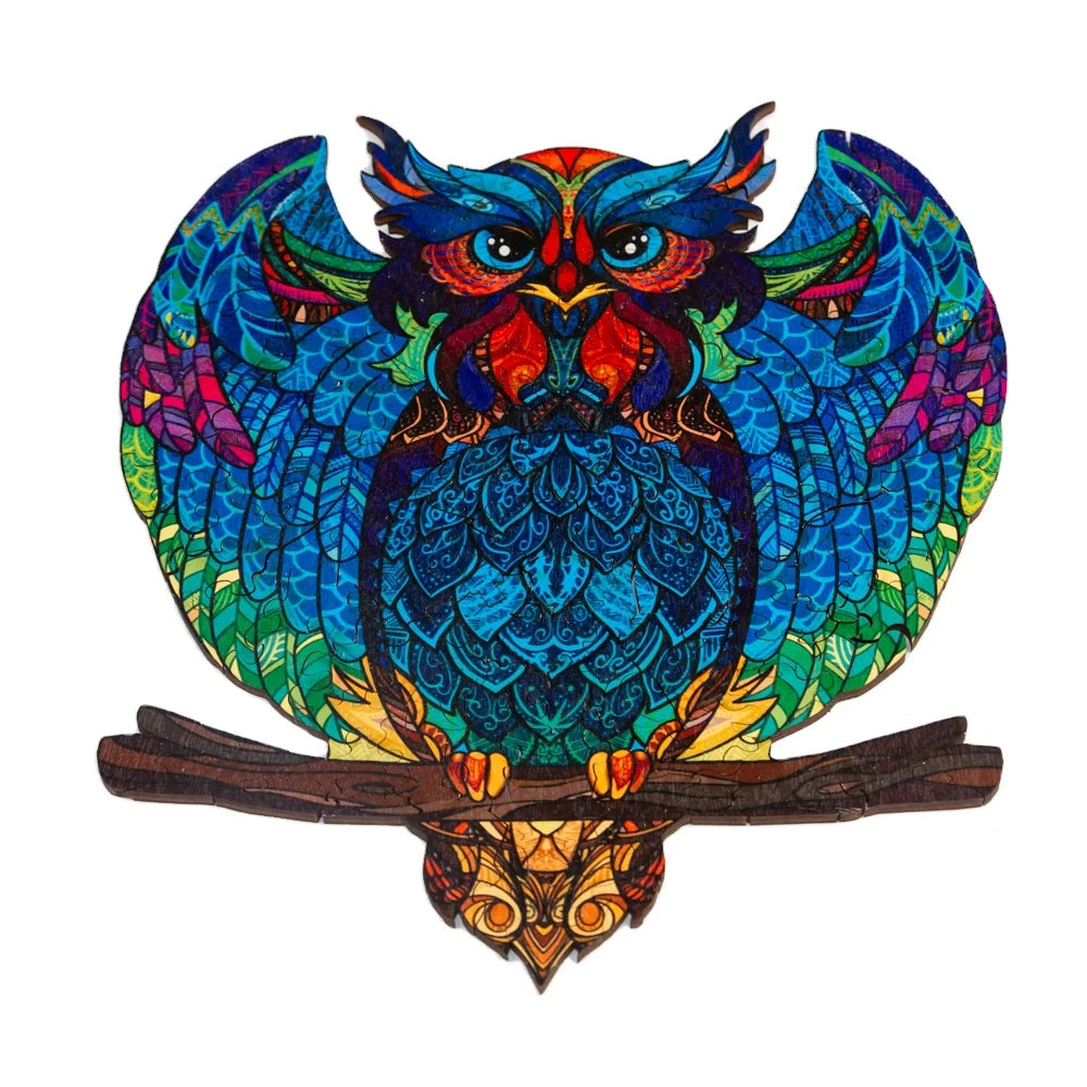 Custom 3D Wooden Owl Jigsaw Puzzle Educational Toys for Kids with Animal Style Box