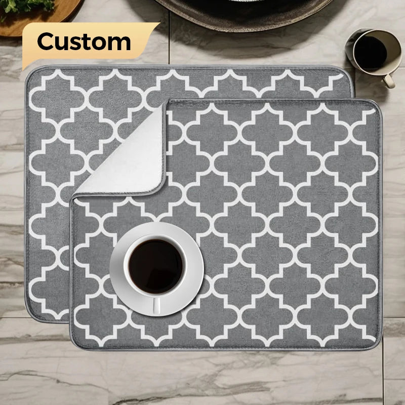 Microfiber Drying Pad for Dishes Ultra-Absorbent Custom Size Kitchen Table Waterproof Thermal Insulation Dish Drying Mat
