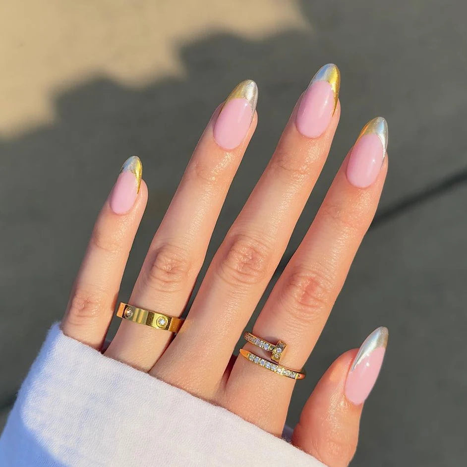 Custom Logo Short Almond Handmade French Tip 3D Press on Nails Supplies Wholesale Soft Gel Reusable Fake False Nails With Glue