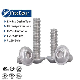 Machine Thread Screws Fastener Manufacturer SS 304 316 Stainless Steel Hexagon Socket Allen Drive Washer Button Head Screw