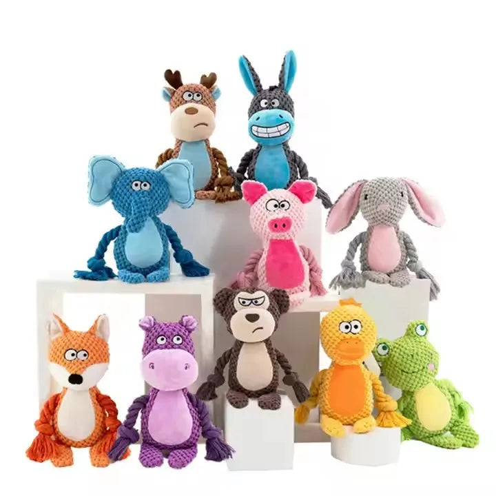 Custom Squeaky Dog Chew Toys Stuffed Animal Sound Pet Plush Toy for Puppy Teeth Clean Interactive Funny Indestructable Dog Toys