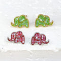 Wholesale S925 Sterling Silver Jewelry Cute Design Gold Animal Elephant Studs Natural Gems Seashell Stud Earrings for Women Girl