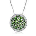 A3208 Abiding Flower Natural Chrome Diopside Gemstone Women Fashion Jewelry 925 Sterling Silver Necklace Pendant