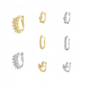 18K Gold Plated Dainty Pave CZ Adjustable Open Hoop Ear Cuff Earrings for Women Non-Pierced Clip Cartilage Fashion Lightweight