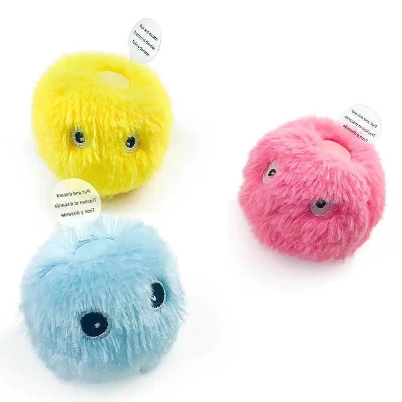 Factory Direct Sale Hot Selling Funny Automatic 3 Lifelike Animals Sound Toy Eco Fluffy Plush Interactive Cat Ball Toys Made EVA