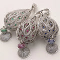 Trendy Black Rhodium Plated Zircon Round Ball Charm Pendant for Women's Tassel Necklace Findings