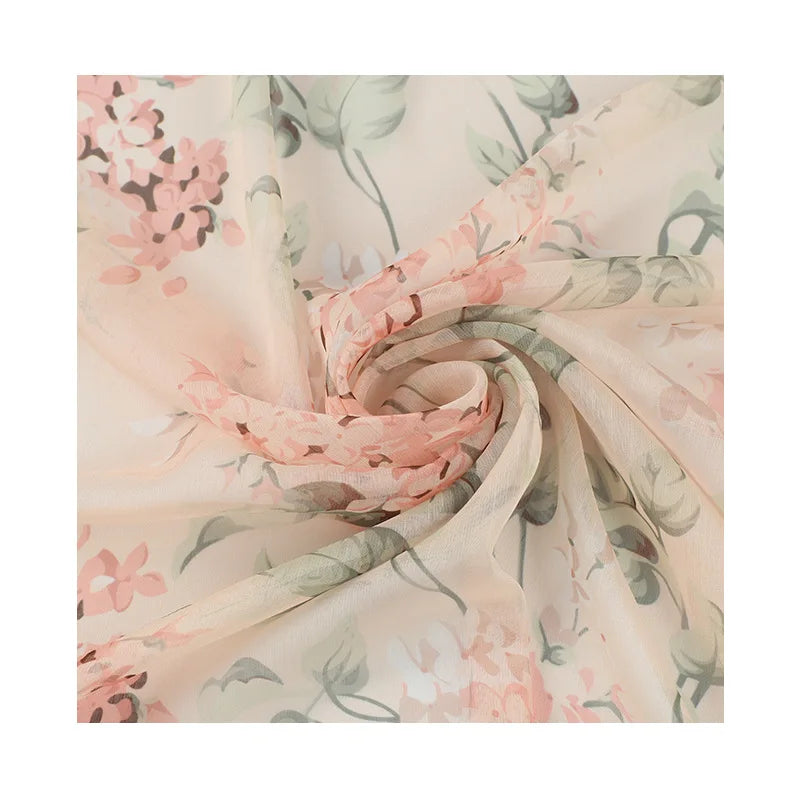 Wholesale Lightweight Polyester Chiffon Fabric for Women Custom Style Dot & Twill Ribbon Shawls and Scarf for Girls