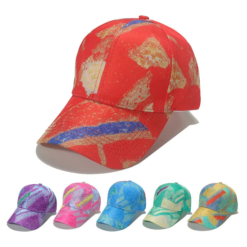 2026 Wholesale New Style Curved Digital Printed Sunshade Women Colored Graffiti Baseball Cap Unique Trend Unisex Cap