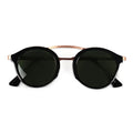 Double Bridge Polarized Metal Round Shades Sunglasses Wholesale for Men and Women in Transparent or Brown Frame Color