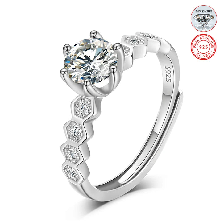 Dropshipping New Arrival Adjustable 925 Sterling Silver VVS Moissanite Diamond Engagement Wedding Ring for Women