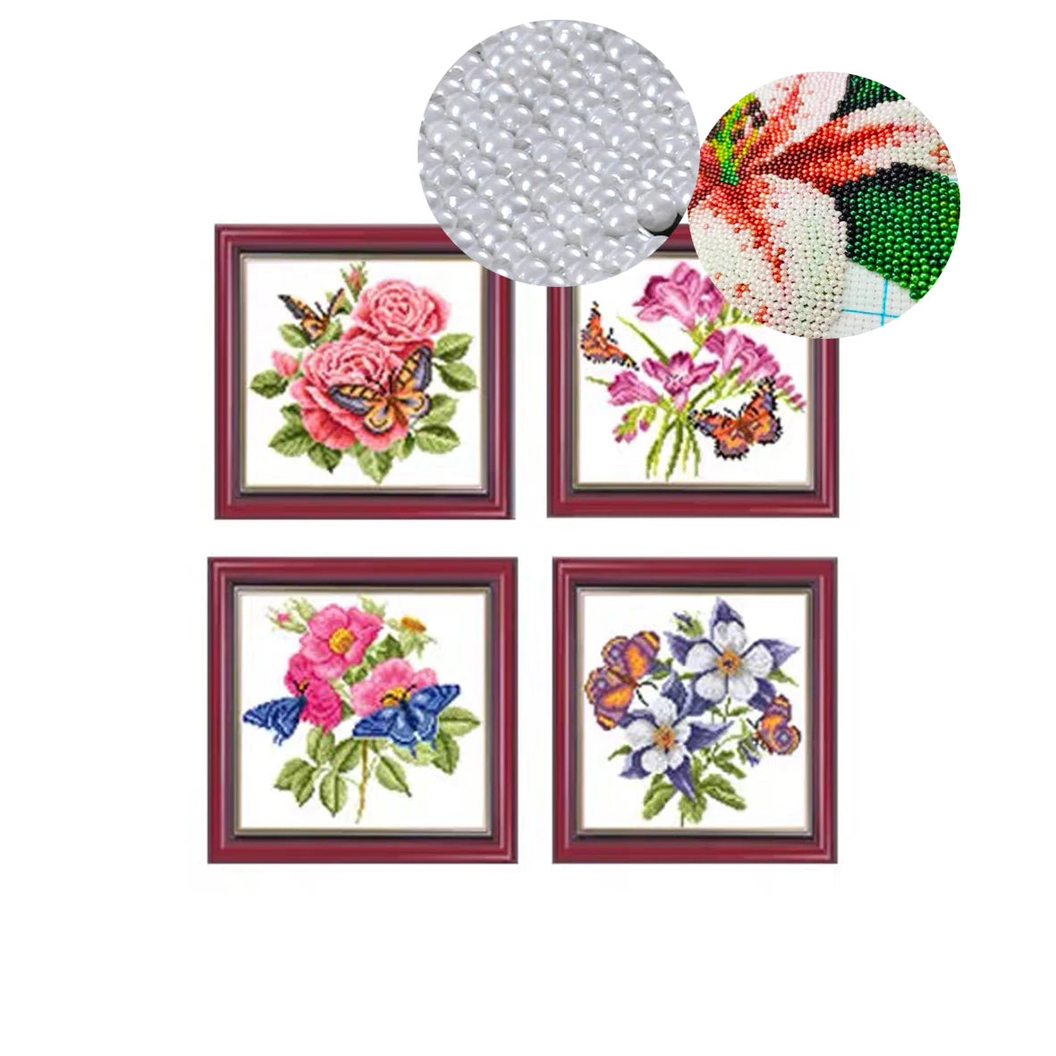 2025 New Product Custom Handmade Pearl Bead Flower Embroidery Kit Cotton DIY Technique for Beginners