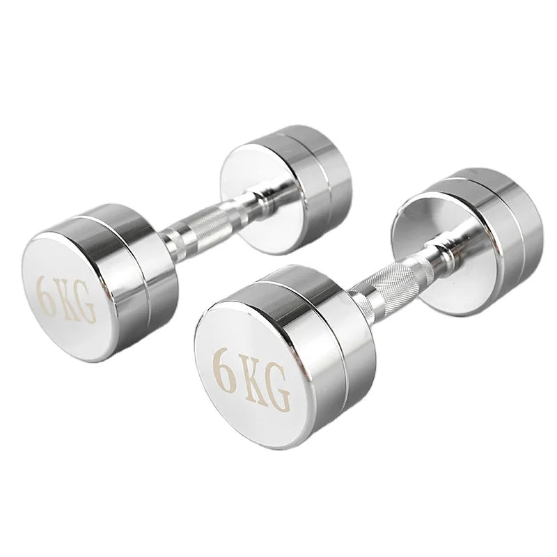 Hom Gym Round Head Dumbbells 1-10 KG Fitness Weight Lifting Chromed Stainless Steel Dumbbell Set