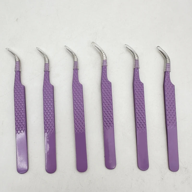 Private Label Stainless Steel volume Eyelash Extension tweezers Pointed fiber tip lash tweezers lash trays