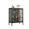 Modern Steel Sideboard Buffet Cabinets for Home Bar & Bathroom Extendable Dining Room Furniture Storage Black Stylish