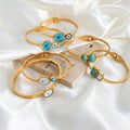 Beimai OEM Armband Retro Eyes Small Sun Round 18k Gold Plated Titanium Steel Unisex Bangle