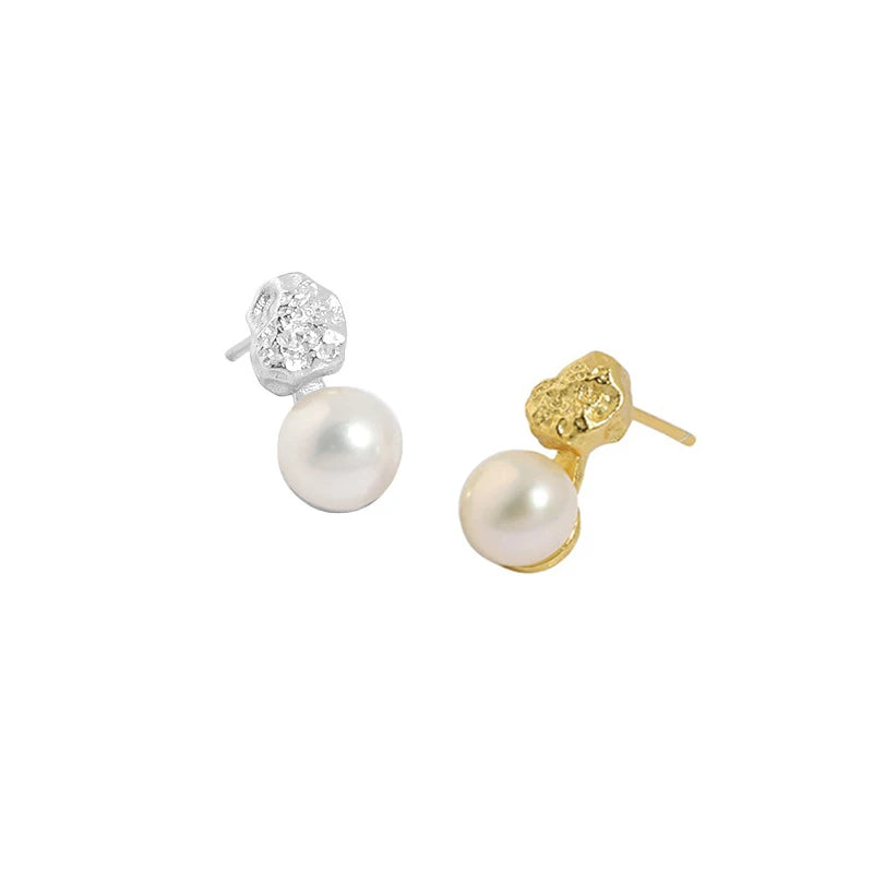 Factory Direct 925 Sterling Silver Earrings Real Gold Plated Fresh Water Pearl Earrings Silver Statement Earrings for Women