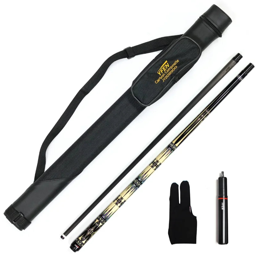 Premium Quality 1/2-pc Carbon Fiber Pool Cue Kit with a Cue case a Extension a Glove for Sale MegaBDM