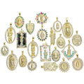 Fashion Gold Plated Colored Diamond Necklace Pendant Personality Geometric Pendant Delicate Mary Pendant