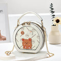 New Style Crossbody Leather Ladies Round Chains Evening Bags Handbags Luxury