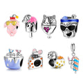 Real 925 Sterling Silver Adorable Turkey Enamel Fine Beads Charms for Women Bracelets Thanksgiving Wholesale Jewelry