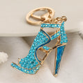 Wholesale Promotion Rhinestone Metal Zinc Alloy Women Girl Key Chain High Heel Crystal 3d Shoes Keychain