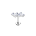 Titanium CZ Triple Zirconia Flat Back Labret Tragus Helix Cartilage Ear Studs Piercing Earrings