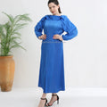 Miyake Women's Long Sleeve Boho Style Dress Elegant Modest Maxi Pleated Casual Dress for Summer Prom Plus Size for Muslim Women