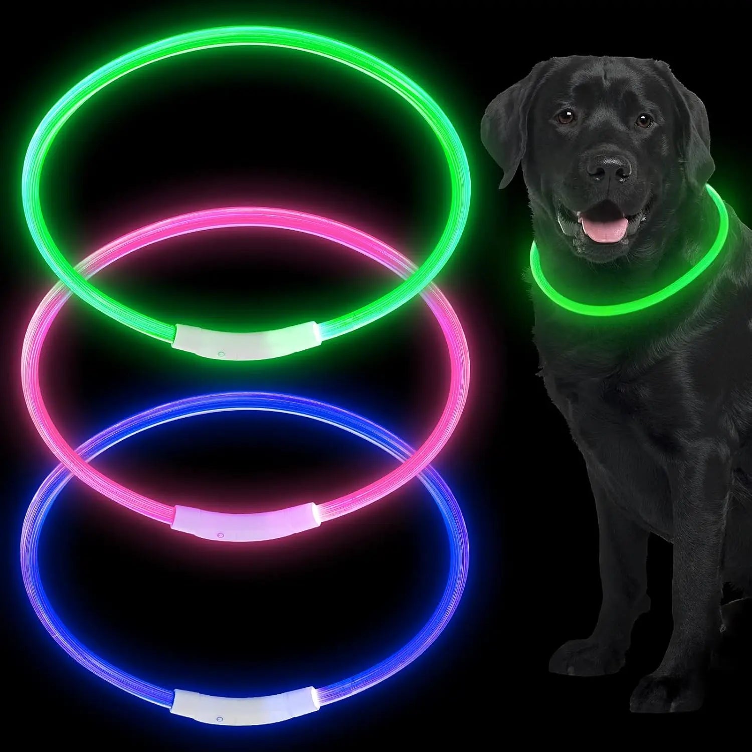 USB Rechargeable Dog Collar Light - Adjustable Safety Light for Night Walking Pet Collar with Light for Small Dogs