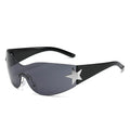 Y2K Trendy Shield Wrap around Sunglasses for Women Men Oversized Fashion Frameless Sun Glasses with PC Material Rimless Design