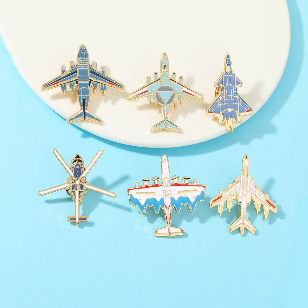 New Design New Dripping Oil Accessories Metal Lapel Pin Collar Badge Aircraft Brooch for Men