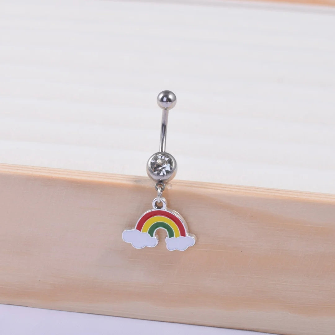 Dripping Oil Cloud Rainbow Navel Nails Women's Trendy Belly Accessories Cute Body Piercing Accessories