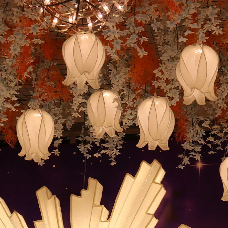 New Creative Wedding Props Ten Head Magnolia Chandelier Wedding Hall Ceiling Decoration with Luminous Decorations