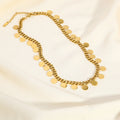 Wholesale Punk Stainless Steel Necklace Women's Fashion 18K Gold Round Sequins Cuban Chain Necklace Collar De Acero Inoxidable