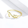 100% 925 Sterling Silver Sticky Cat with Long Tail Finger Ring Women Ring Adjustable Engagement Ring Jewelry