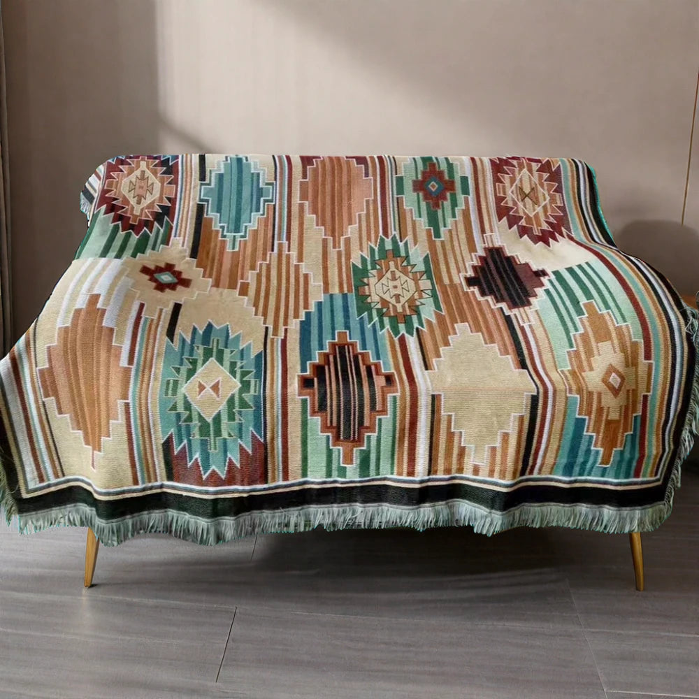 Quick Customization 100%Recycled Cotton or Polyester Tapestry Woven Throw Blanket Picnic Rugs