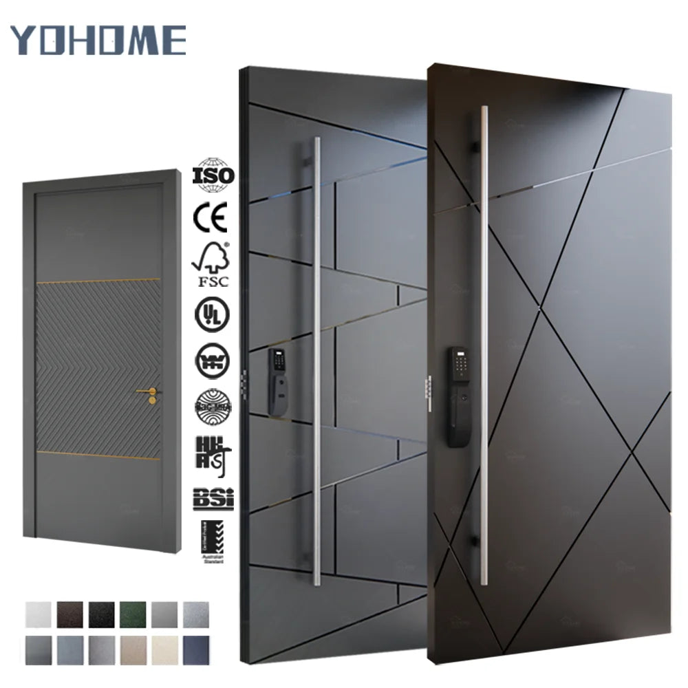 Germany Standard Modern Good Thermal Insulation Properties Aluminum Highest Security Front Doors with Fingerprint Smart Lock