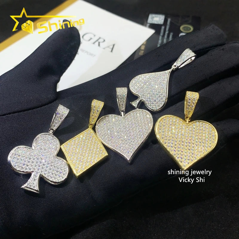 Iced Out Fashion Jewelry Pendant Silver 925 With Moissanite Men Women Hip Hop Pass Diamond Tester Moissanite Pendant & Charms