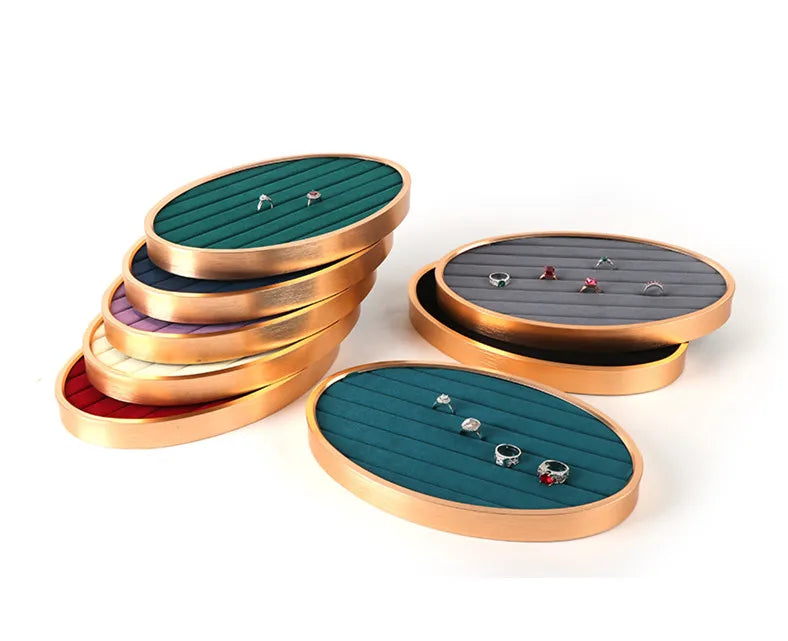 New Design Fancy High End Metal Oval Jewelry Ring Display Tray Curved Rings Decorative Jewelry Tray for Fashion Jewelry Shop