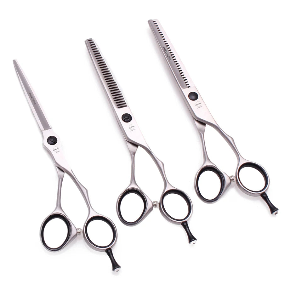 Hair Cutting Scissors Professional 5.5" 6" AQIABI 440C Reverse Teeth Barber Scissors Finger Rest Haircut Thinning Scissors A9201