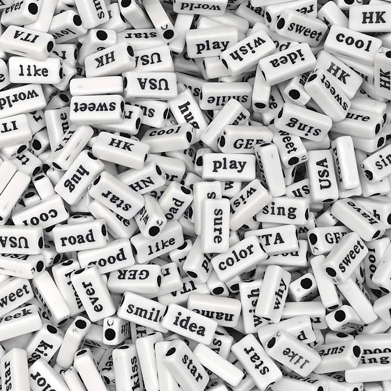 50pcs Random Acrylic Letter English Words Spacer Beads for Jewelry Making Handmade Diy Bracelet Necklace Children's Teaching