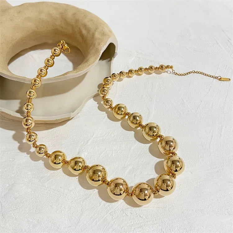 Wholesale New 316l Stainless Steel 18k Gold Exaggerated Hip-Hop Necklace Personalized Beaded Necklace