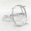 Sterling Silver 15*20mm Semi Mount Ring Empty Frame Blank Support Claws Setting S925 Base Holder Without Center Stone for Inlay