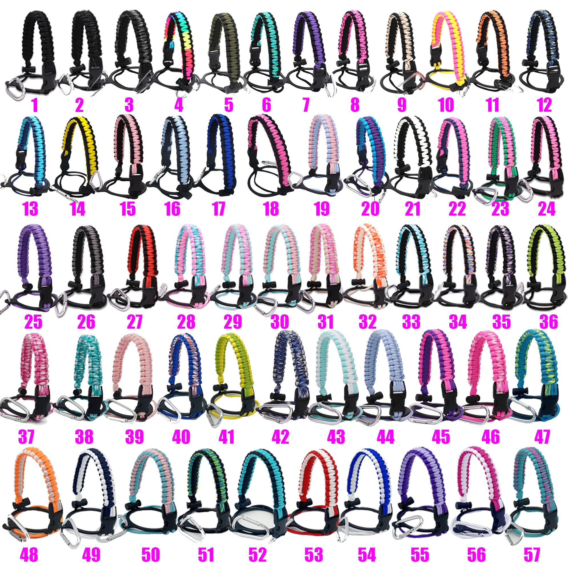 Colorful Hot Selling Handmade Wide Mouth Flask Water Bottle Tumbler 550 Paracord Carrier Rope Strap Holder Handle
