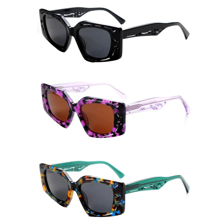 2025 Trendy Oversized Acetate Irregular Luxury Sunglasses All Over Print Polarized Custom Logo Acetate Cat Eye Sunglasses
